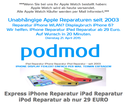 IPhone Reparaturen ab 29 EURO sofort
