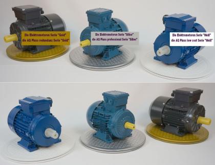 Elektromotor Weiß / Elektromotor Silber / Elektromotor Gold die 3 Serien von AQ Pluss Motoren