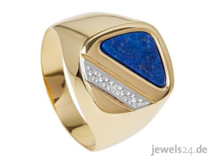 Herrenschmuck Herrenringe mit Lapislazuli Edelstein Diamant und Gold günstig