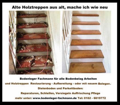 Holz Treppen Sanierung Reparieren Schleifen Versiegeln. Betontreppen Belegen