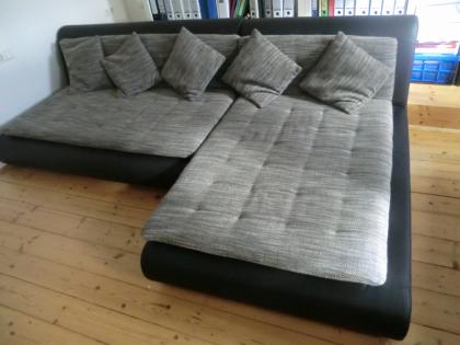 Sofa Exit Wohnlandschaft in schoko weißem Webstoff