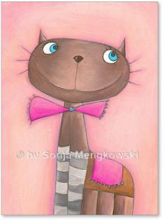 Kinderzimmer Bild - Motiv Candy Cat - Geschenk zur Taufe Geburtstag