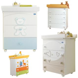 Pali Baby Wickelkommoden Wickeltische Buche mit Wanne und Aufsatz in verschieden