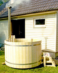 Wellnessbottich Badebottich mit Unterwasserofen Badefass