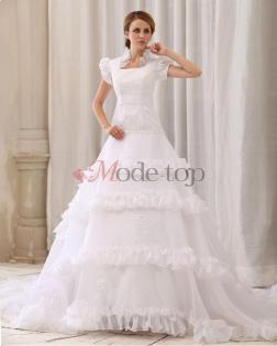 Kurze Ärmeln Spitze Prinzessin Brautkleid - mode-top. de