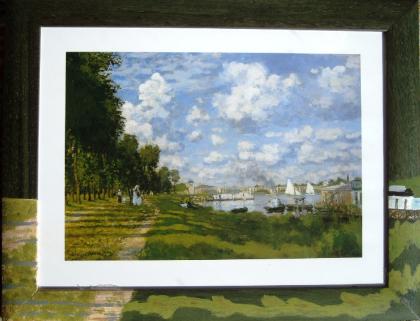 Biete 5 Bilder hinter Glas 2 Bilder von Claude Monet Peproduktion