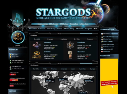 Kostenloses Browsergame - Stargods. de - Strategiespiel - Der Krieg der Hintergru
