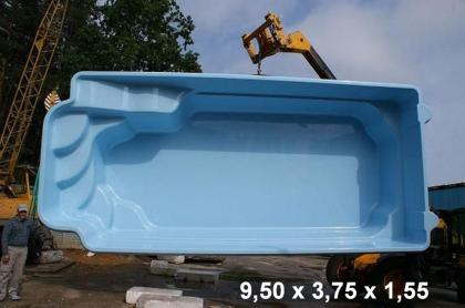 Schwimmbecken Kefalina 9 5 Meter lang - aus Polyester auf der Form - aus Pol