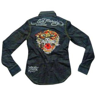 ED HARDY Jeanshemd TIGER STRASS stark reduziert