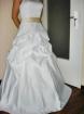 Brautkleid in weiß mit champagner-Band in der Taille Gr. 38
