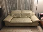 W. Schillig Echtleder Zweisitzer-Sofa Cremeweiß verstellbare Lehnen