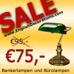 Bankierslampe Messing mit grünem Schirm bankelampen