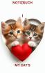 I LOVE MY CATS HEART Notizbuch Geschenk für Katzen Liebhaber Kitten Besit
