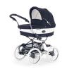 Edel Kinderwagen im Retro-Look mit großen Speichenrädern und weißer Kunstlederv